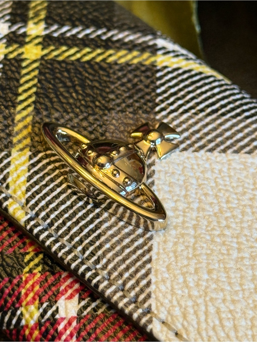 Vivienne Westwood Orb-Plaque Plaid Pattern Coated Canvas Key Case Wallet w/ Box - Picture 7 of 13